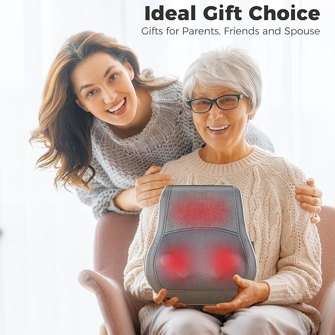 Brelley Shiatsu Neck and Back Massager with Heat, Deep Tissue Kneading Massage Pillow, Electric Massagers with Bi-Directional Rotating Head for Neck, Back, Shoulders, and Legs