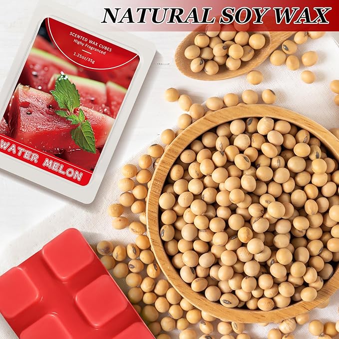STRN Wax Melts Soy Wax Cubes 4 Pack Watermelon Scented, Long-Lasting Fragrance Scented Wax Cubes for Warmers Natural Soy Wax for Candle Wax Melts (4 x 1.25oz)