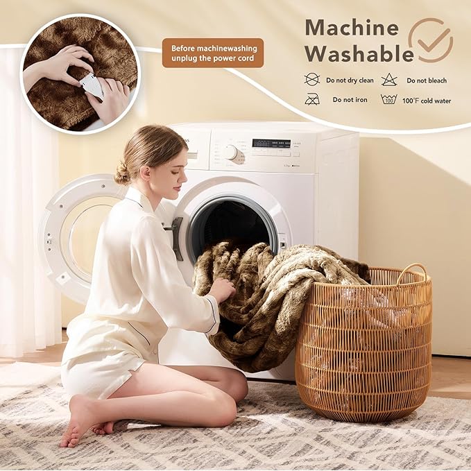Homemate Electric Heated Blanket Full Size - 72"x84" Heating Blanket Full Size 1/2/4/6/8 Hours Auto-Off 10 Heat Level Over-Heat Protection Luxury Faux Fur Sherpa ETL Certification