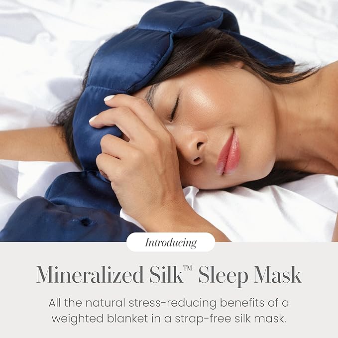 Nodpod Gentle Pressure Silk Sleep Mask | Patented Light Blocking Design for Sleeping, Travel & Relaxation | Bead Filled, Machine Washable (Sapphire)