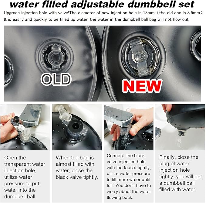 Water Filled Dumbbells Set - Water Filled Weights - Portable Travel Weights - Weights Adjustable Dumbbells - Portable Fitness Equipment - Strength Training - Fitness and Shaping