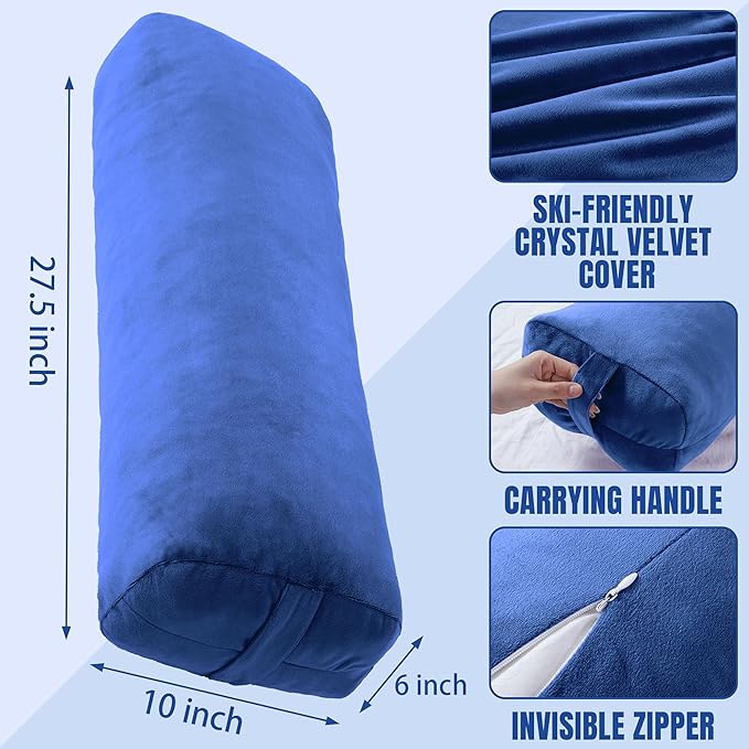 MABOZOO Yoga Bolster Pillow, Rectangular Bolster for Restorative Yoga & Meditation, Professional Meditation Cushion with Carry Handle, 27"X10"X6"