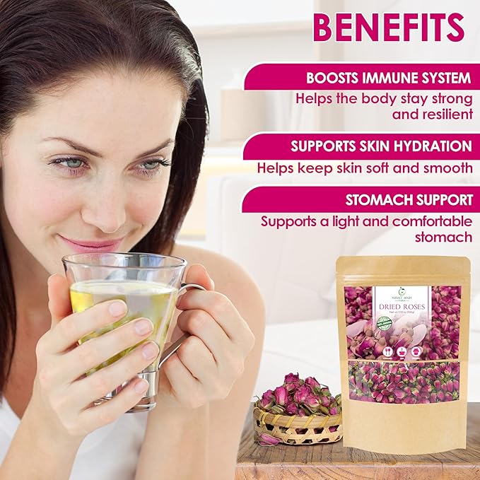 Nhat Anh Farm - Premium Dried Rose Buds - 3.5oz (100g) Dried Rose Buds Natural & Pure, Sugar/Caffeine/Gluten Free - For Making Tea