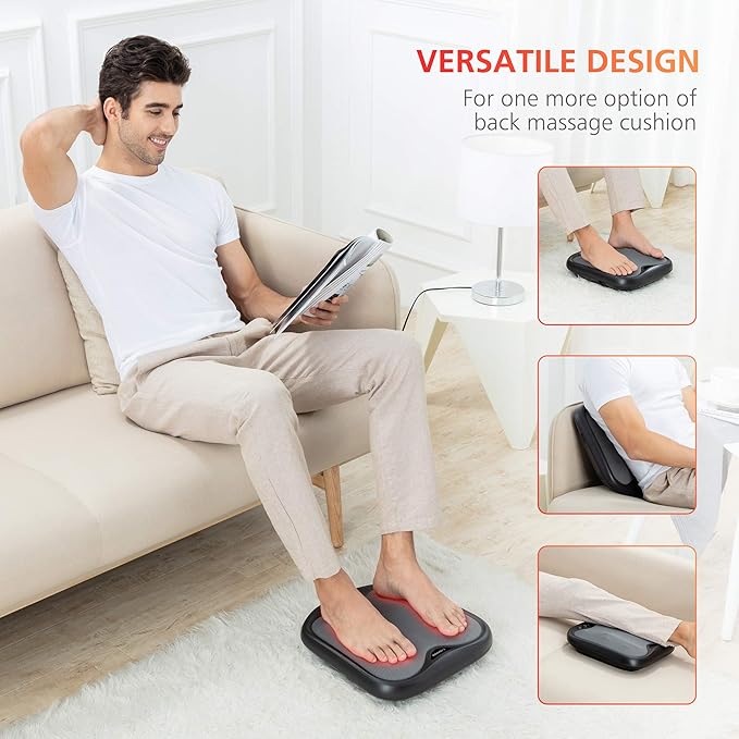 COMFIER Shiatsu Foot Massager with Heat- Kneading Foot & Back Massager with Washable Cover, Feet Warmer for Men,Women, Electric Feet Massager Machine for Plantar Fasciitis,Foot