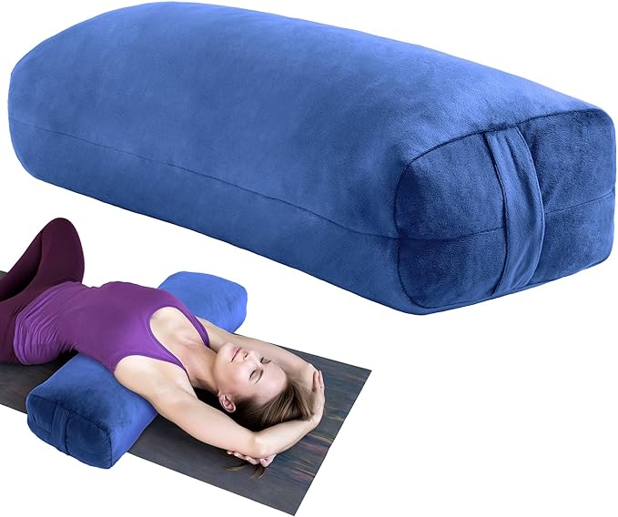 MABOZOO Yoga Bolster Pillow, Rectangular Bolster for Restorative Yoga & Meditation, Professional Meditation Cushion with Carry Handle, 27"X10"X6"