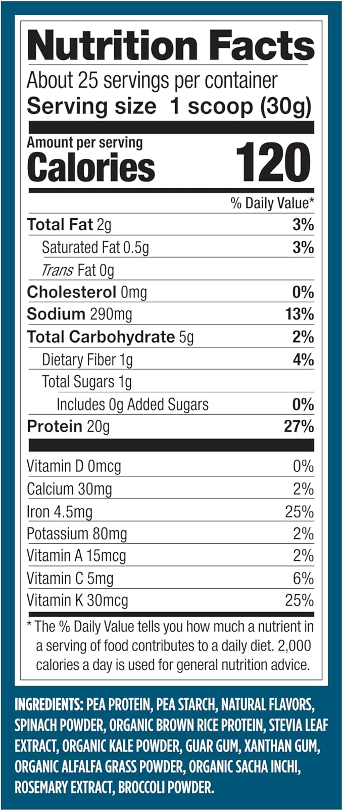 Vega Premium Protein + Supergreens - 20g Protein, Creamy Vanilla, 25 Servings, Spinach,Kale, Alfalfa Grass, Broccoli, 0g Added Sugar, Non-GMO, Gluten Free, Dairy Free, 1.68 lbs (Packaging May Vary)