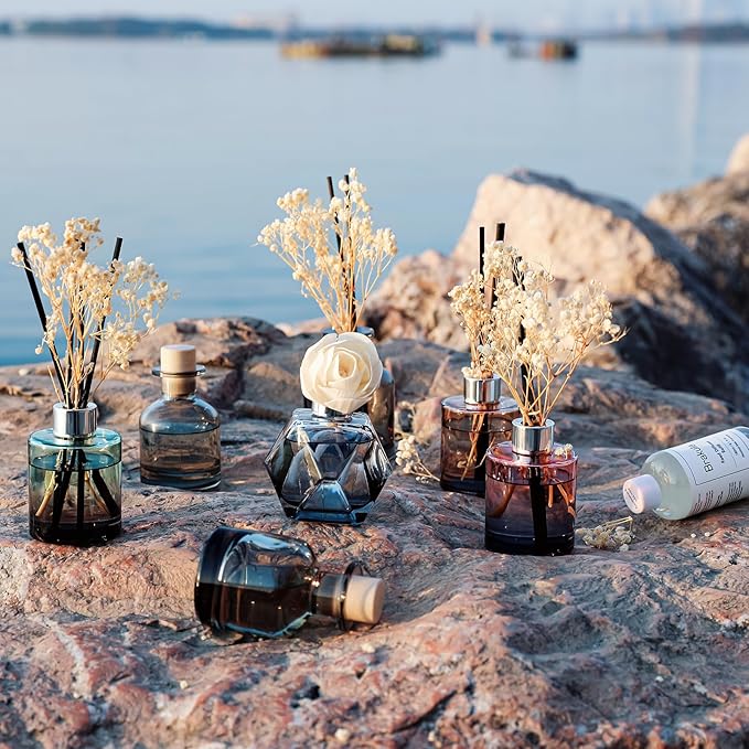 Brakula Reed Diffuser Set, 6.09 fl oz (180 ml)- Lavender Vanilla with 8 Reed Sticks, Home Fragrance Reed Diffuser for Bathroom Shelf Decor