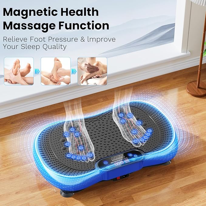 Vibration Plate Exercise Machine, Lymphatic Drainage Machine for Weight Loss, 100-Speed Platform with Remote & Bands, Quiet Full Body Vibrating Plate 500 Lbs Capacity Fitness Platform