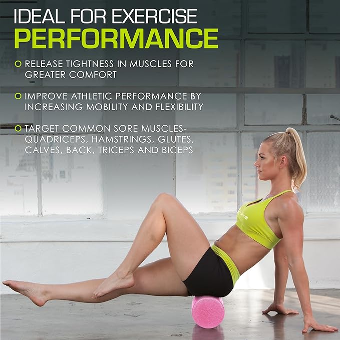ProsourceFit High Density Foam Rollers 12 - inches Long, Firm Full Body Athletic Massage Tool for Back Stretching, Yoga, Pilates, Post Workout Muscle Recuperation