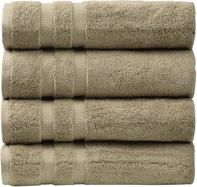 SOFE H&L | Olea Luxury Cotton Turkish Bath Towels Set of 4 Green | Premium, Soft, Durable, Absorbent | Hotel Quality Plush Towels and Thick Towel Sets