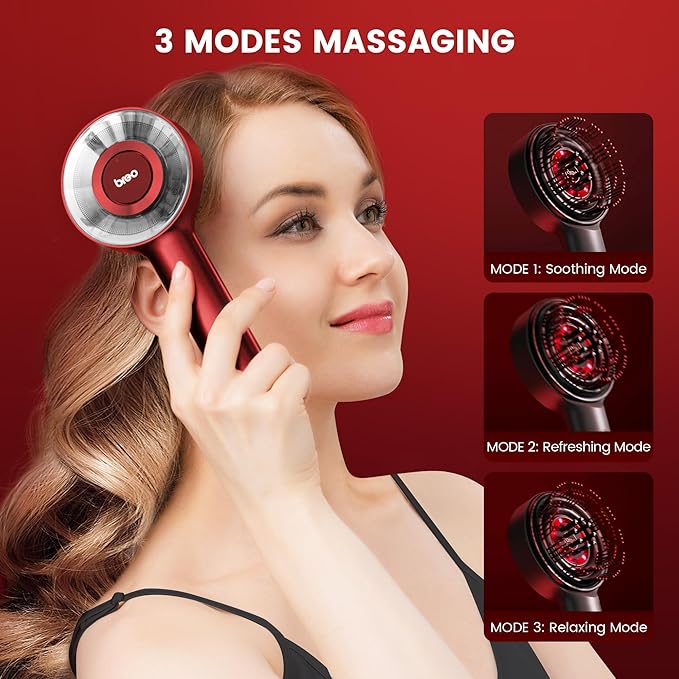 Breo Scalp3 Shiatsu Massaging Brush - IPX7 Waterproof Cordless Electric Massage Brush for Deep Scalp and Hair Massage, Portable Head Massager for Muscle Relaxation