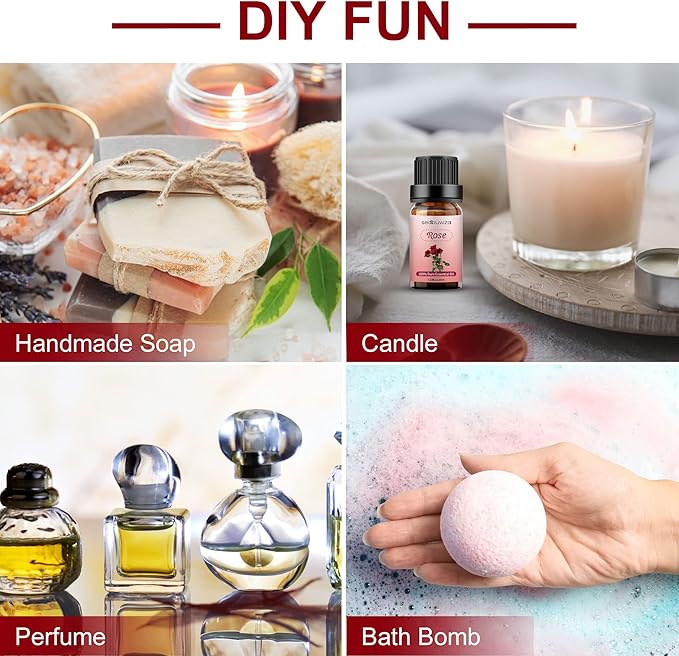 Sedbuwza Rose Essential Oil, 100% Pure Organic Rose Fragrance Oil for Diffuser, Humidifier, Soap, Candle, Perfume - 10ml