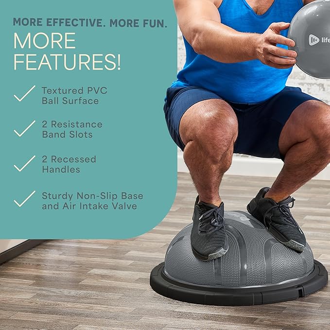 Lifepro Half Balance Ball Trainer - Stability Ball for Exercise, Full-Body Workouts, Home Gym, and Physical Therapy - Non-Slip Equipment for Balance Training