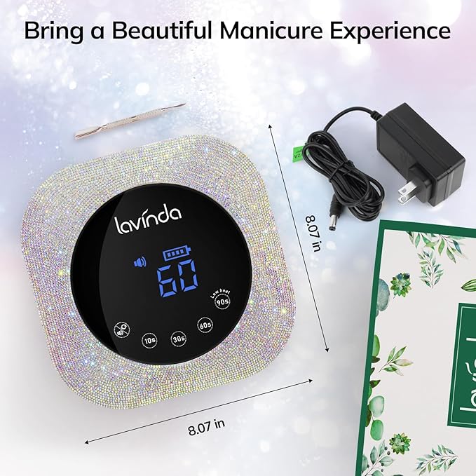 Lavinda UV LED Nail Lamp, 54W Rechargeable Cordless Nail Lamp Nail Dryer Gel Polish UV Nail Light with 4 Timer Setting, Professional Quick Dry Curing Lamp with Display Auto Sensor for Salon & Home