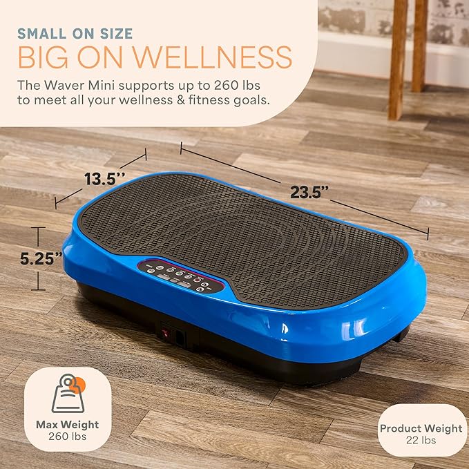 Lifepro Waver Mini Vibration Plate for Lymphatic Drainage – Whole Body Vibrating Platform Exercise Machine for Muscle Toning & Recovery with Remote & Resistance Bands, Max Load 260 lb