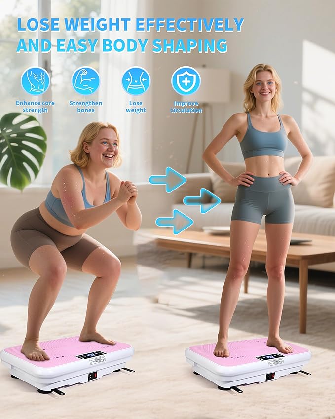 Vibration Plate Exercise Machine, Vibration Plate for Lymphatic Drainage & Weight Loss, Whole Body Vibration Plate 400 lbs Capacity, Shake Plate for Men and Women