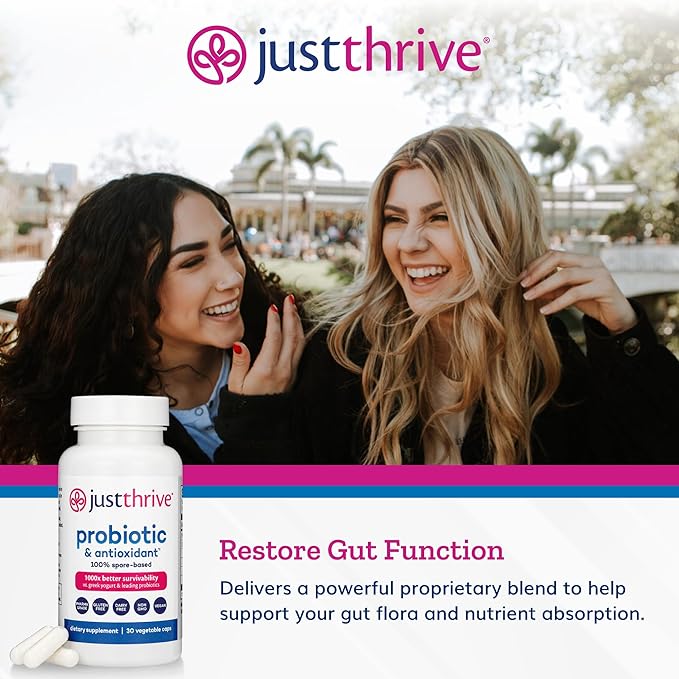 Just Thrive Probiotic & Antioxidant 30 Caps & Ultimate IgG 120 Caps Bundle Spore-Based Digestive & Immune Support Complete Detox & Immune Support - 30-Day Supply