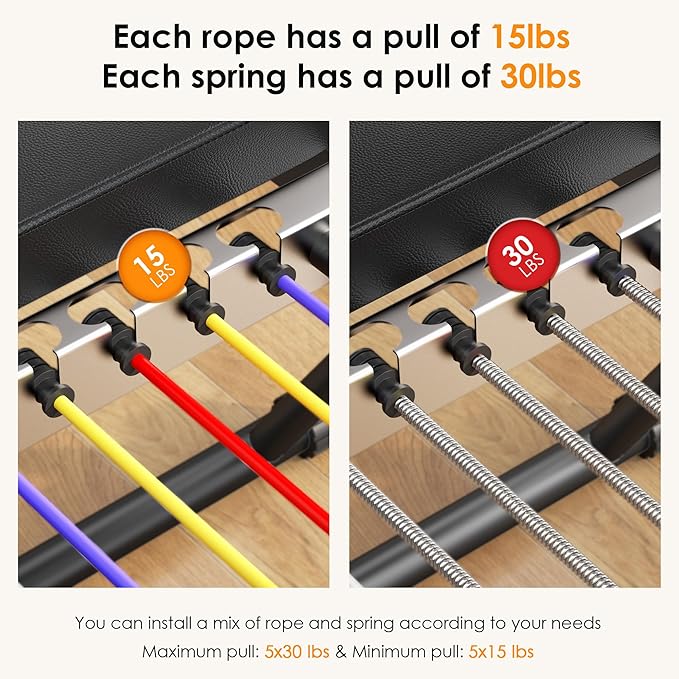 DlandHome Pilates Reformer, Foldable Pilates Reformer Machine with Springs & Resistance, Suitable for Advanced and Beginners Users Adjustable Pilates Equipment for Full-Body Home Workout Up to 330 lbs