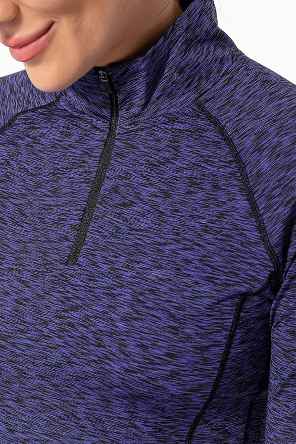 Zengjo Womens Quarter Zip Long Sleeve Workout Tops 1/4 Zip Running Pullover