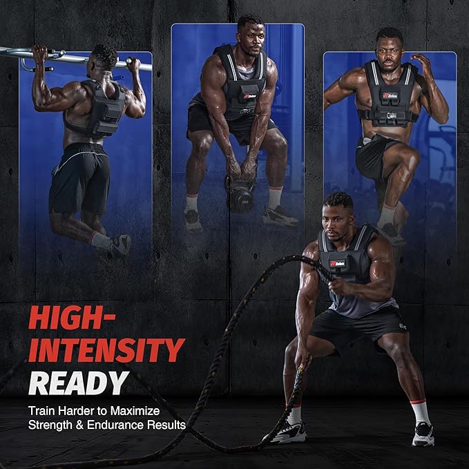 ZELUS Weighted Vest Men, 23/36/45 lb. Weight Vest with 10/16/20 Adjustable Iron Weights for Muscle Building Strength & Functional Training, Weighted Vest for Women with Reflective Strips.