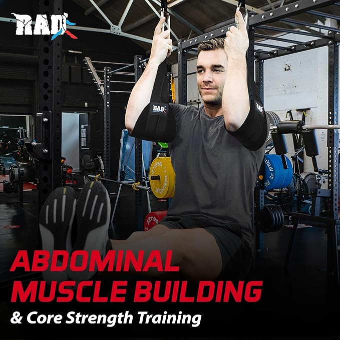 RAD Ab Straps for Pull Up Bar & Abdominal Muscle Building, Adjustable Abdominal Trainer, Fitness Gear for Men & Women, Home Gym Equipment, Bodybuilding, Powerlifting