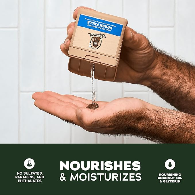 Dr. Squatch NEW Body Wash for Men with Nourishing, Natural Ingredients | No Paraben, Phthalate, Sulfate | All Day Moisturization | Pine Tar, Wood Barrel Bourbon & Fresh Falls (8 oz, 3-Pack)