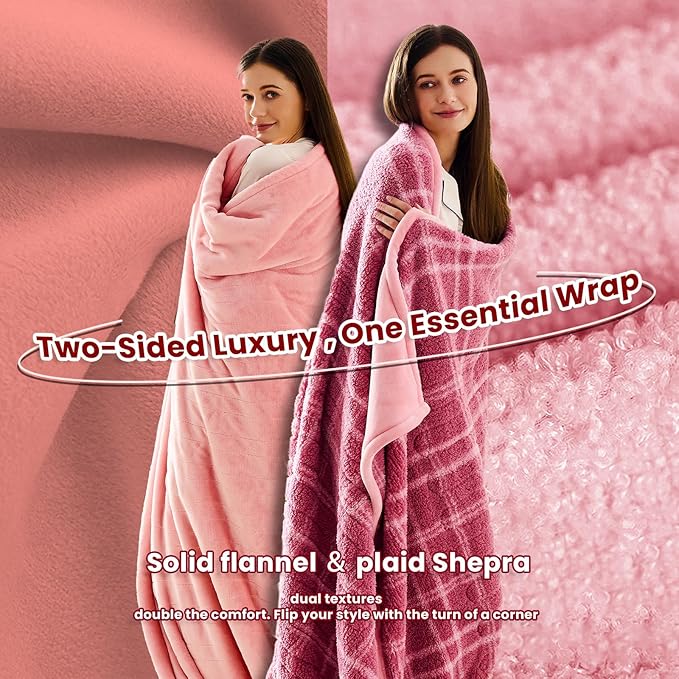 Heated Electric Blanket Full Size - 72"x84" Flannel Heating Blanket with 10 Heating Levels & 5 Time Settings Over-Heat Protection, Winter Warmer for Adults with ETL Certification(Pink)