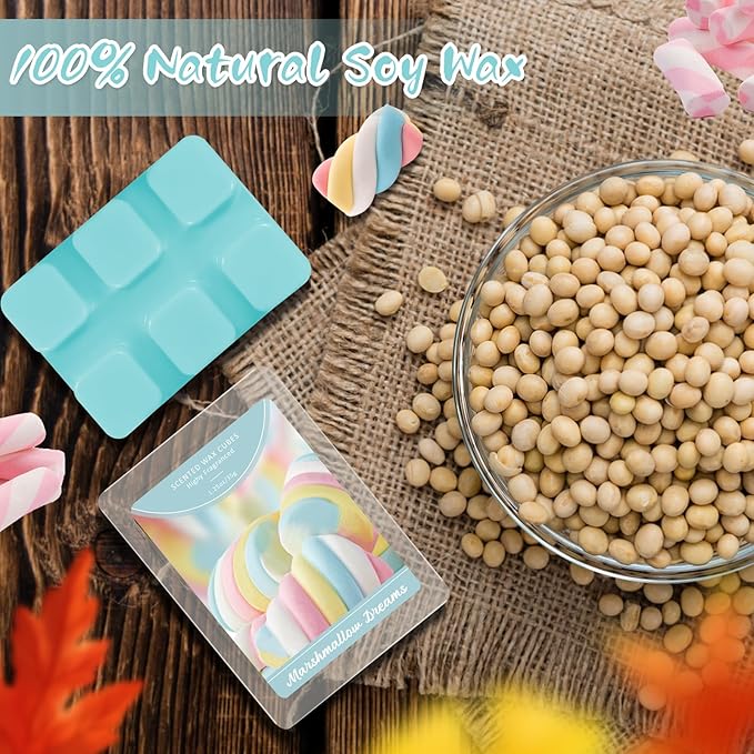 SCENTORINI Marshmallow Dreams Wax Melts, Scented Wax Melts, 4 Pack, Natural Soy Wax for Candle Making, Wax Warmer