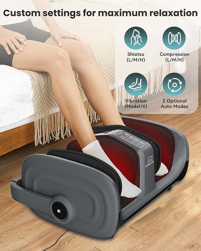 Snailax Foot Massager, Foot Calf Massager with Heat, Leg Massager with Compression, Kneading, Vibration, Shiatus Foot Massager Machine