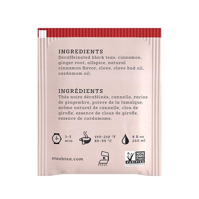 Stash Tea Decaf Chai Spice Black Tea, Box of 100 Tea Bags (Packaging May Vary)