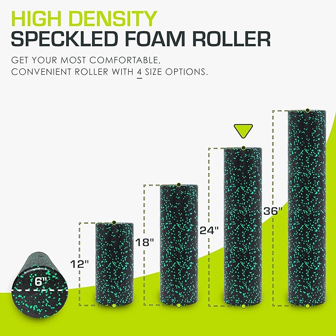 ProsourceFit High Density Foam Rollers 12 - inches Long, Firm Full Body Athletic Massage Tool for Back Stretching, Yoga, Pilates, Post Workout Muscle Recuperation
