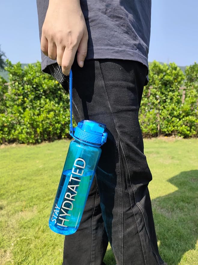 GOPPUS Clear Water Bottle With Straw 32oz Clear Sports Water Bottles Motivational with Time Marker Tritan BPA Free Clea Plastic Water Bottle Wide Mouth for Gym Travel Home School Office