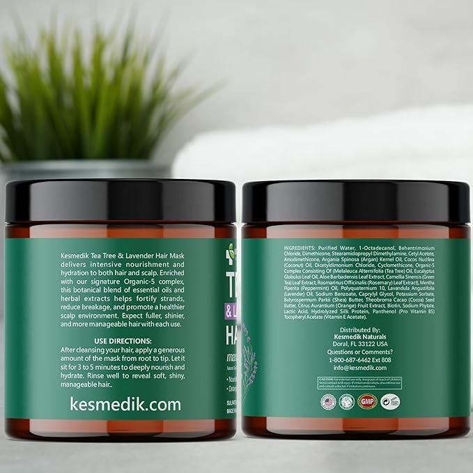 Tea Tree Hair Mask & Scalp Mask Treatment, Deep Conditioner for Damaged Hair with Biotin & Argan Oil, Hydrates, Repairs & Soothes Itchy Scalp with 100% Tea Tree Oil Hair Mask