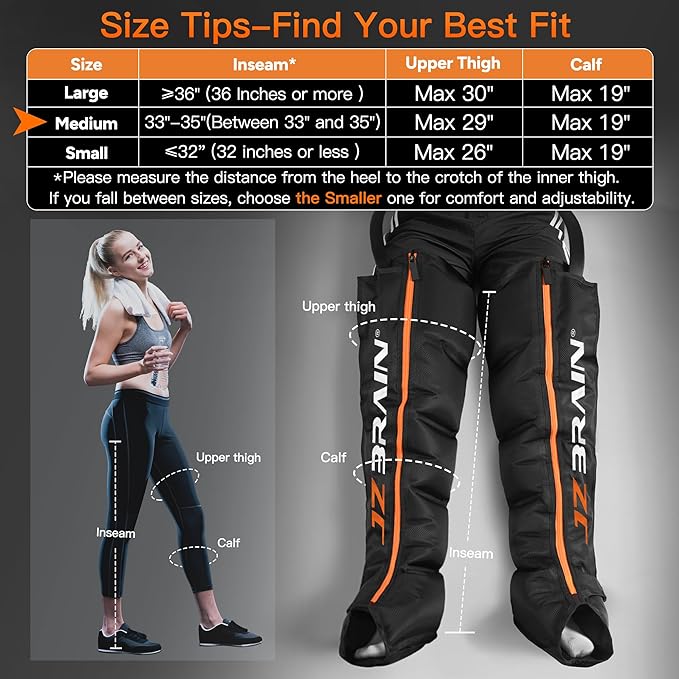 Sequential Air Compression Recovery System : Professional Full Leg Compression Boots for Circulation and Pain Relief - Sequential Device for Muscle Relaxation - for Athletes, Women, Men