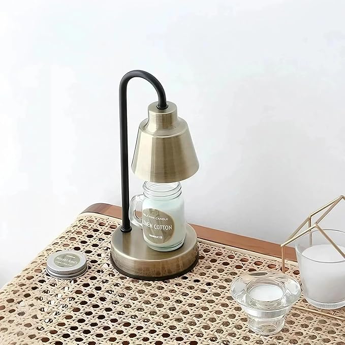 Candle Warmer Lamp with Timer-Electric, Home Decor, Dimmable Candle Light Warmer,House Warming Gifts New Home, Christmas Gifts for Women,Wax Melt Warmer for Jar Candles (Gold Bronze)