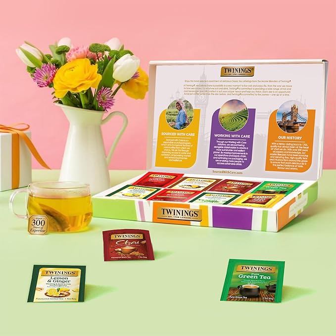 Twinings Tea Classics Collection Gift Box Variety Sampler, 48 Tea Bags (Pack of 1), Enjoy Hot or Iced, Includes Black, Herbal, Green, & Chai Teas
