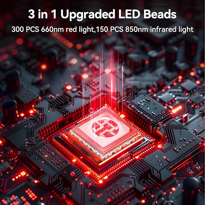 Red Light Therapy, Portable Red Light Therapy Belt with 150 Upgraded 3 in 1 LED Beads, 660nm & 850nm Red Light Therapy for Body, Red Light Therapy Device for Waist Back Knees Shoulder Legs
