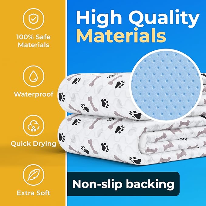 GREEN LIFESTYLE Washable Pee Pads for Dogs - Waterproof Reusable Puppy Pads with Anti-Slip Backing, Pet Training Pad for Puppy Playpen, Crate, Whelping Box, Potty Training (Pack of 24 - 41x41)