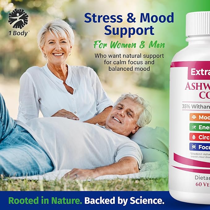 100% Natural Shoden Ashwagandha Complex Supplement - Ultra High Potency 35:1 Concentrated Root Extract for Sleep & Energy Support - Vegan, Non-GMO - 60 Ashwagandha Capsules