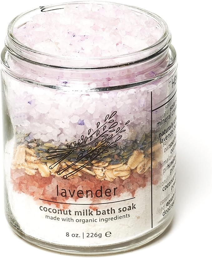 Hemlock Park Coconut Milk Bath Soak | Organic Coconut Milk, Botanicals, Dead Sea Salt, Epsom Salt, and Himalayan Pink Mineral Salt | 9.5 oz Jar