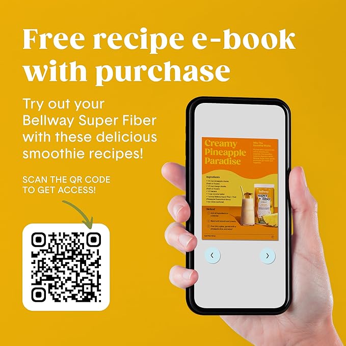 Bellway Super Fiber Powder + Fruit, Sugar Free Organic Psyllium Husk Powder Fiber Supplement for Regularity, Bloating Relief & Digestive Health, Plant-Based, Pineapple Passion Fruit (50 Servings)