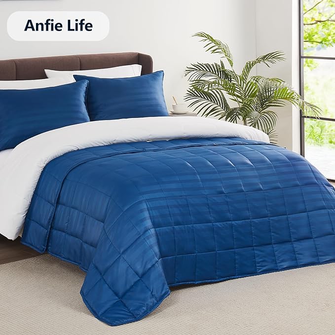 Weighted Blanket Queen/King Size (80"x87" 15lbs),Ultra Soft and Cozy Cooling Weighted Blanket for Adult,Heavy Blanket with Machine Washable Soft Blanket, Navy Blue