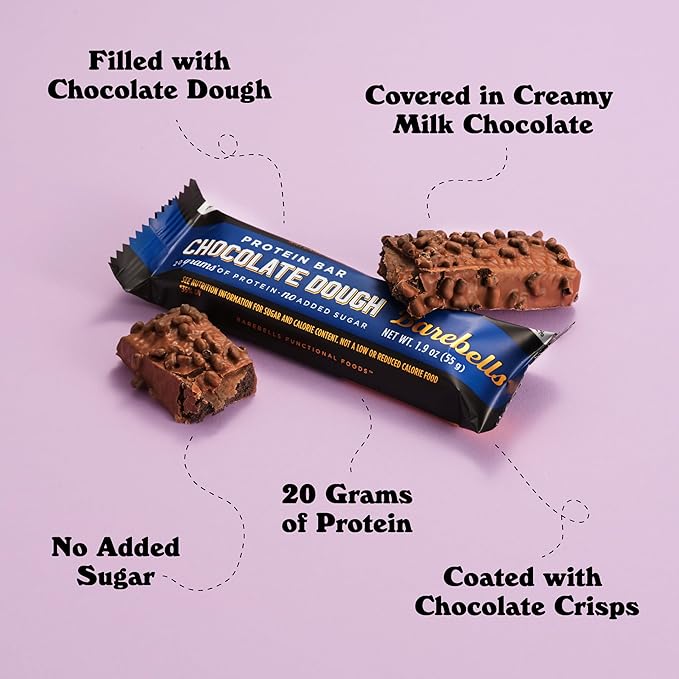 Barebells Protein Bars Brownie Dough - 12 Count, Pack of 2 - Protein Snacks with 20g of High Protein - Low Carb Protein Bar with 1g of Total Sugars - Perfect on The Go Low Carb Snack & Breakfast Bars