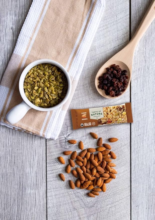 Taste of Nature Organic Almond Snack Bar - Healthy, Gluten Free, Non GMO, Vegan Snack Bars with Mixed Nuts, Fruits and Seeds - 16-Count Snack Pack