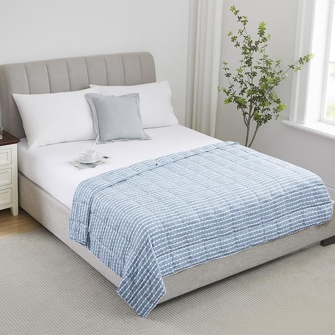 L'AGRATY Weighted Blanket - 60"x80" 20lbs Cooling Breathable Heavy Blanket Microfiber Material with Glass Beads for Adult All-Season Summer Fall Winter Soft Thick Comfort