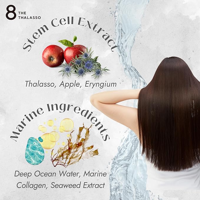 8 THE THALASSO Natural Shampoo & Conditioner Set for Women, Detangling & Itchy Scalp Shampoo for Men by Tea Tree, Peppermint, Ceramide & Collagen in Japan, Sulfate Free 32.16 Fl Oz OILY HAIR