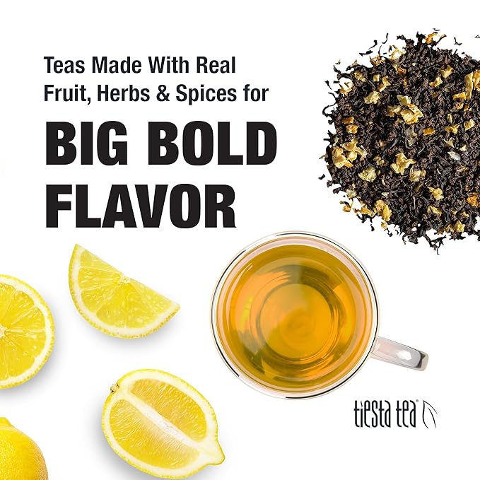 Tiesta Tea - Lemon Black Tea, Loose Leaf, Lemon Citrus Black, Premium Blend, High Caffeinated, Makes Hot or Iced, Brews Up to 50 Cups, 5oz Refillable Tin