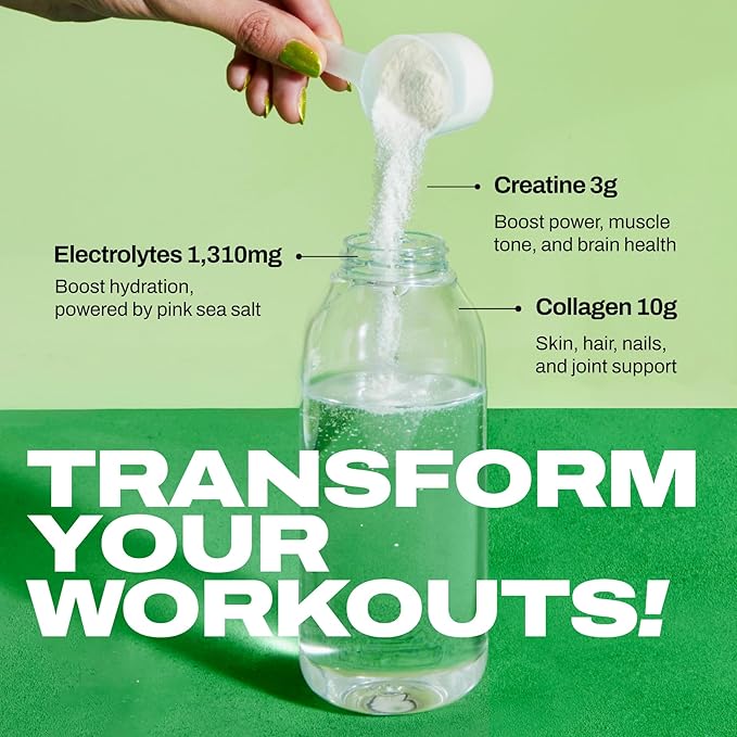 Harlo - Watermelon Salt Electrolyte Drink Mix w/Bovine Collagen & Creatine - Creatine Monohydrate Powder - Energy Drink Powder - Pre Workout Powder - Sugar Free Energy Drinks - Post Workout Recovery