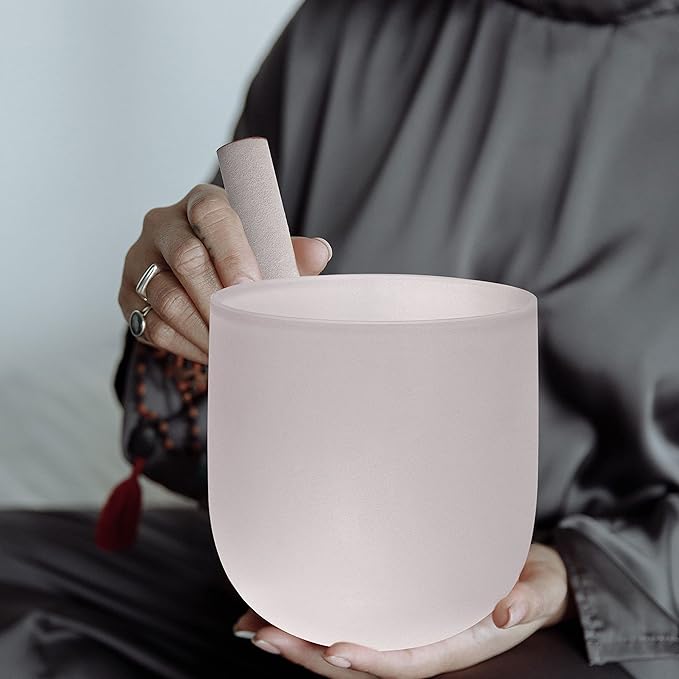 TOPFUND 7" C Note Crystal Singing Bowl Root Chakra with Suede Mallet