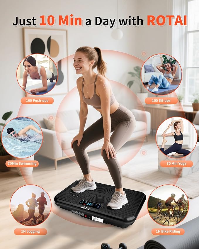 Vibration Plate Exercise Machine, Vibration Plate for Lymphatic Drainage & Weight Loss, Whole Body Vibration Plate 400 lbs Capacity, Shake Plate for Men and Women